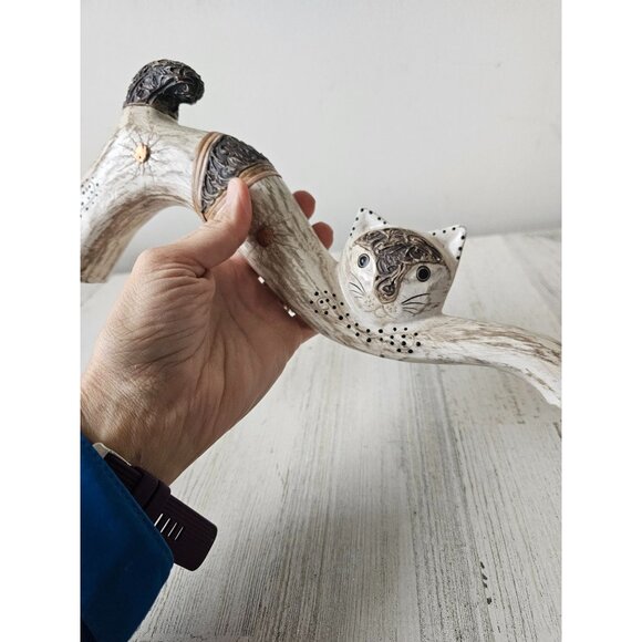 Serrv wooden cat Indonesia statue figurine unique calico decor - Picture 8 of 11